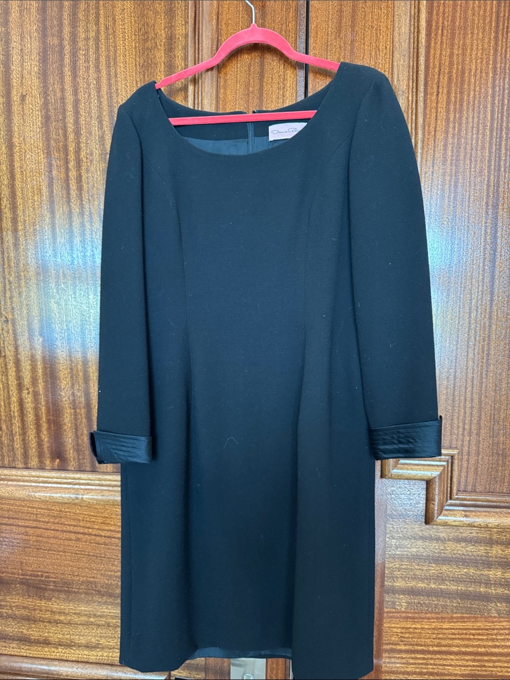 Oscar de la Renta Black Long Sleeve Shift Dress